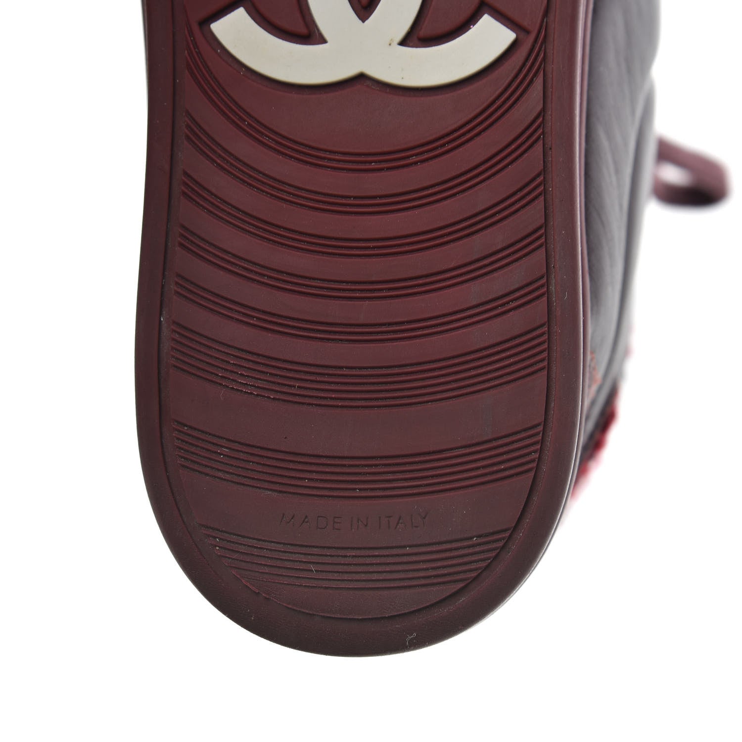 Chanel Lambskin Tweed Chain CC Sneakers 37 Burgundy Navy White 8 of 9