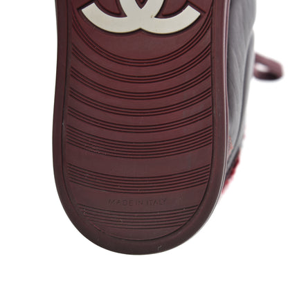 Chanel Lambskin Tweed Chain CC Sneakers 37 Burgundy Navy White 8 of 9