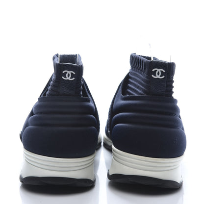 Chanel Stretch Fabric CC Sneakers 39 Blue 3 of 9
