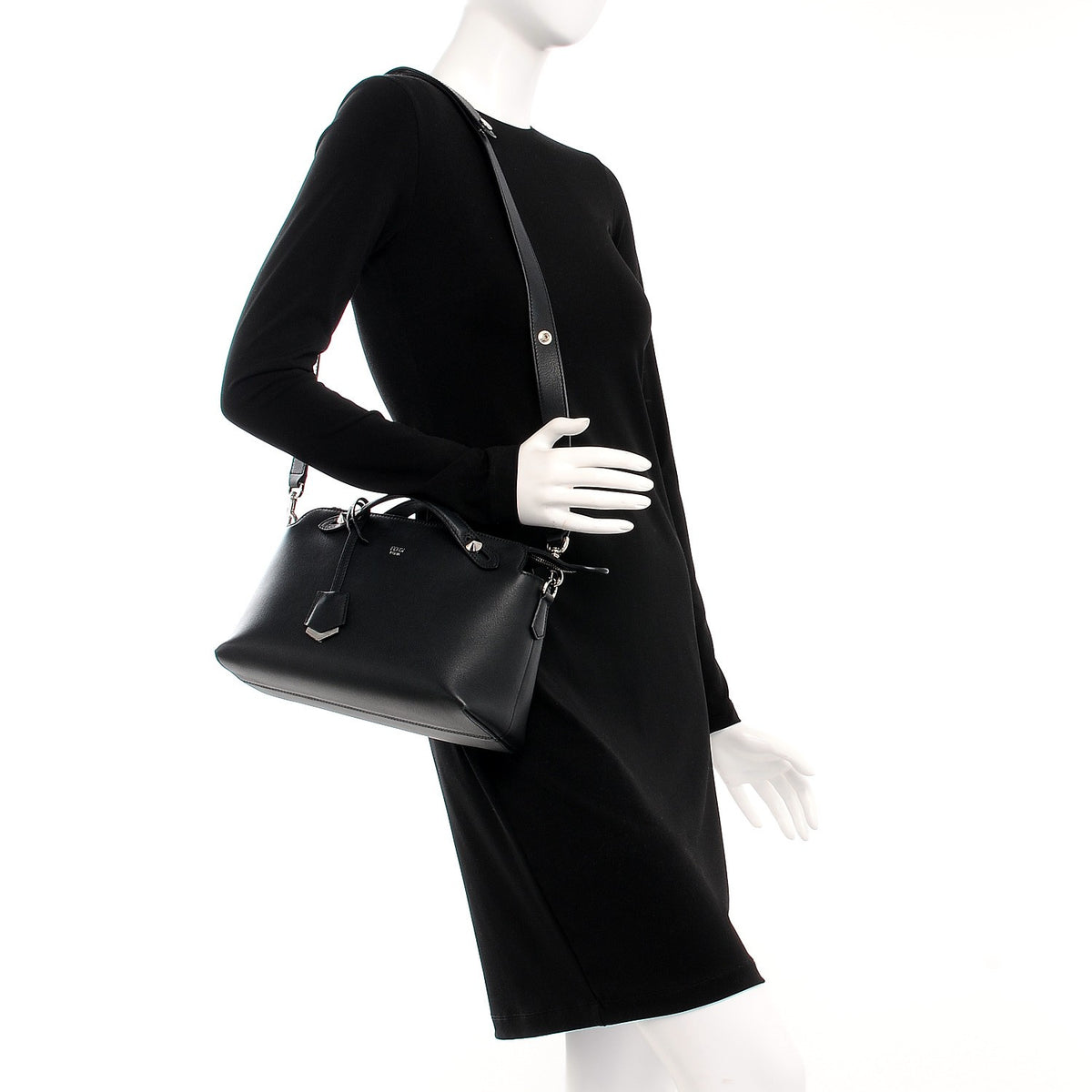 Fendi Vitello Dolce Medium By The Way Boston Bag Black 2 of 8