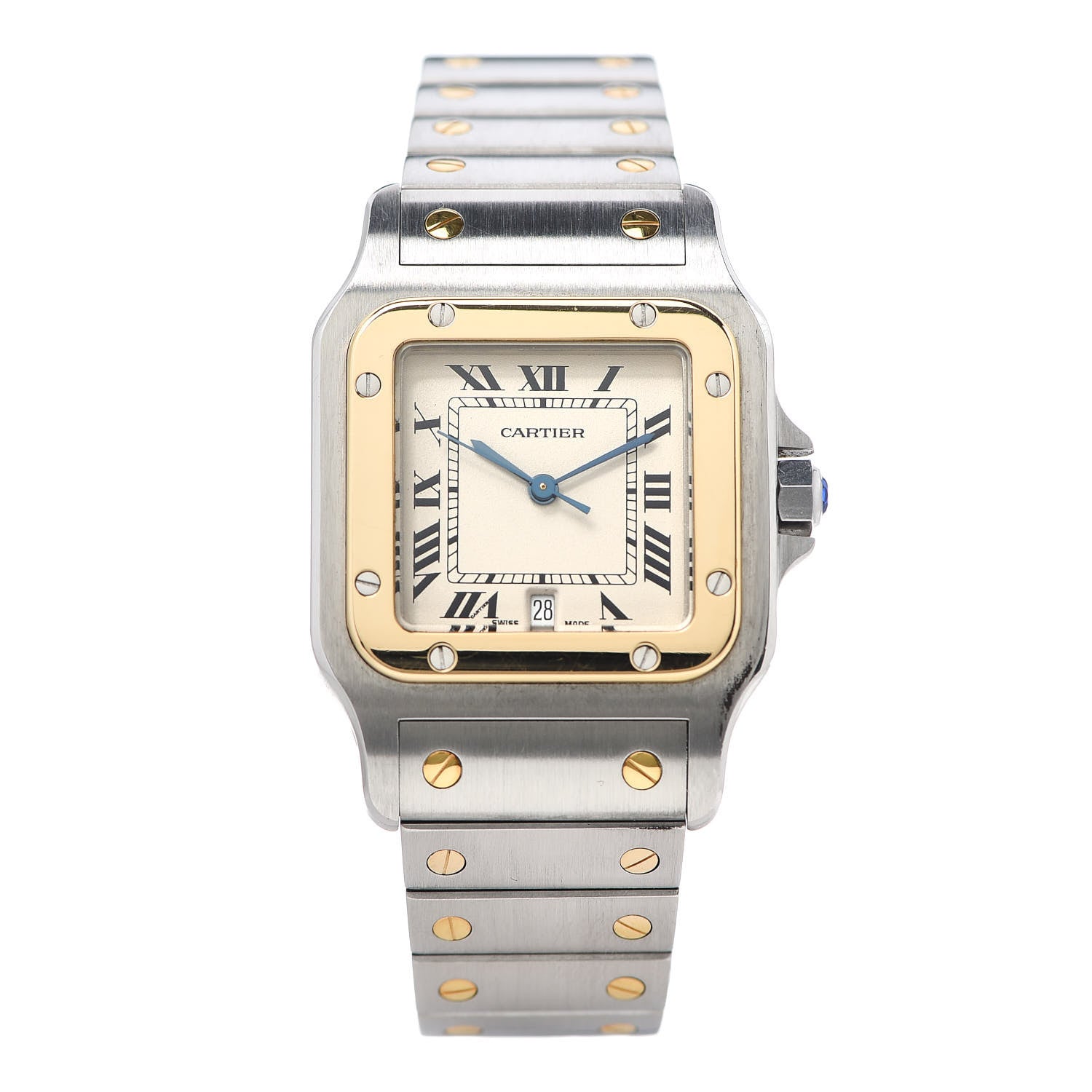 Cartier Stainless Steel 18K Yellow Gold 29mm Santos De Galbee Quartz Watch 1 of 5