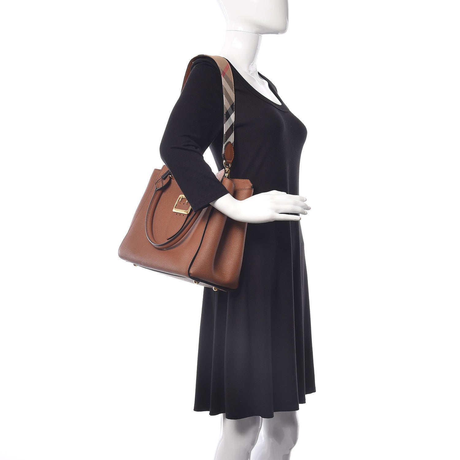 Burberry Soft Grain Calfskin Medium Dashwood Buckle Tote Brown 2 of 17