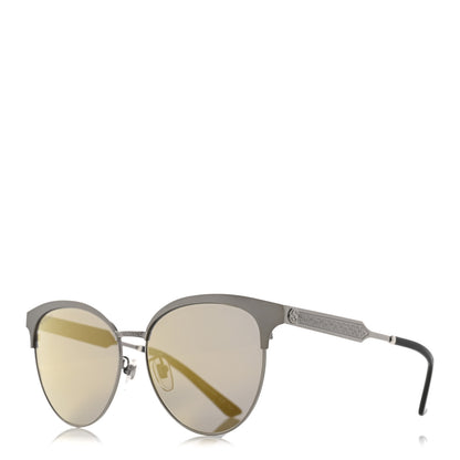 Gucci Round Metal GG0074SK Sunglasses Black Yellow 1 of 8