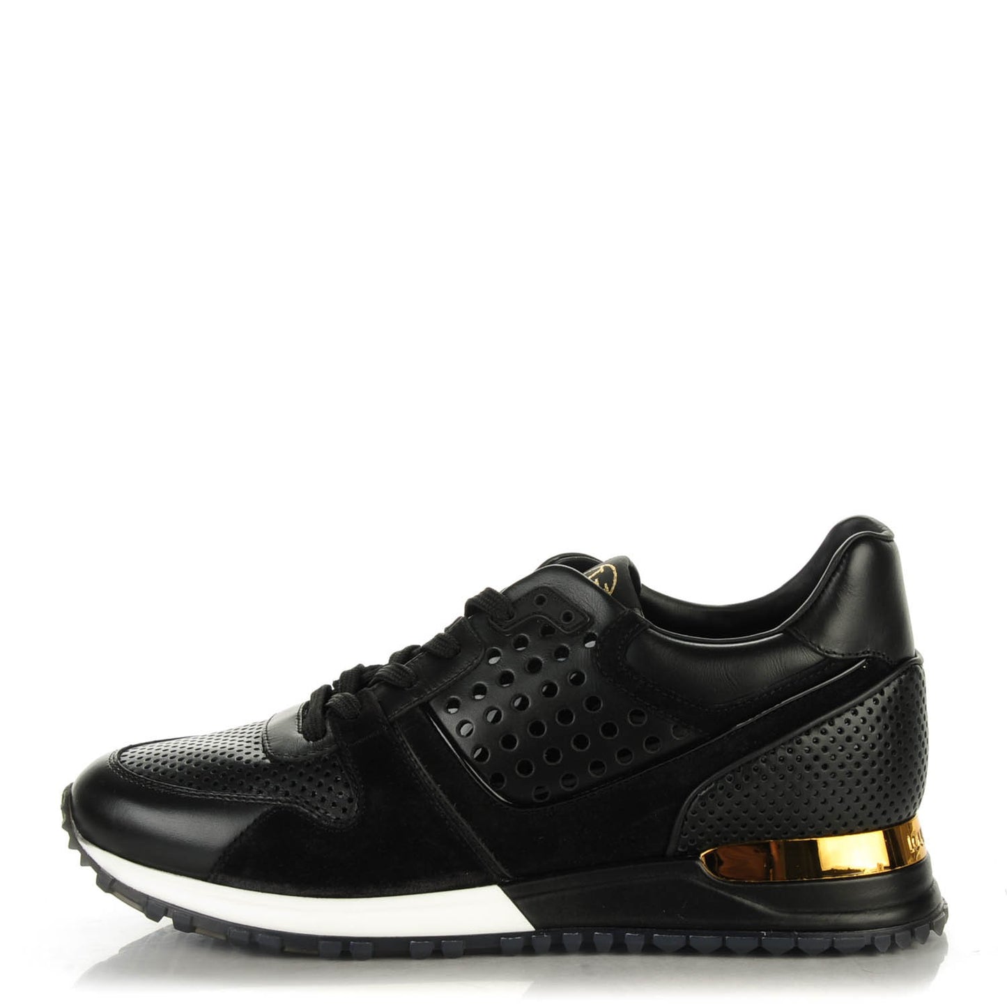 Nubuck Calfskin Perforated Run Away Sneakers 38 Black