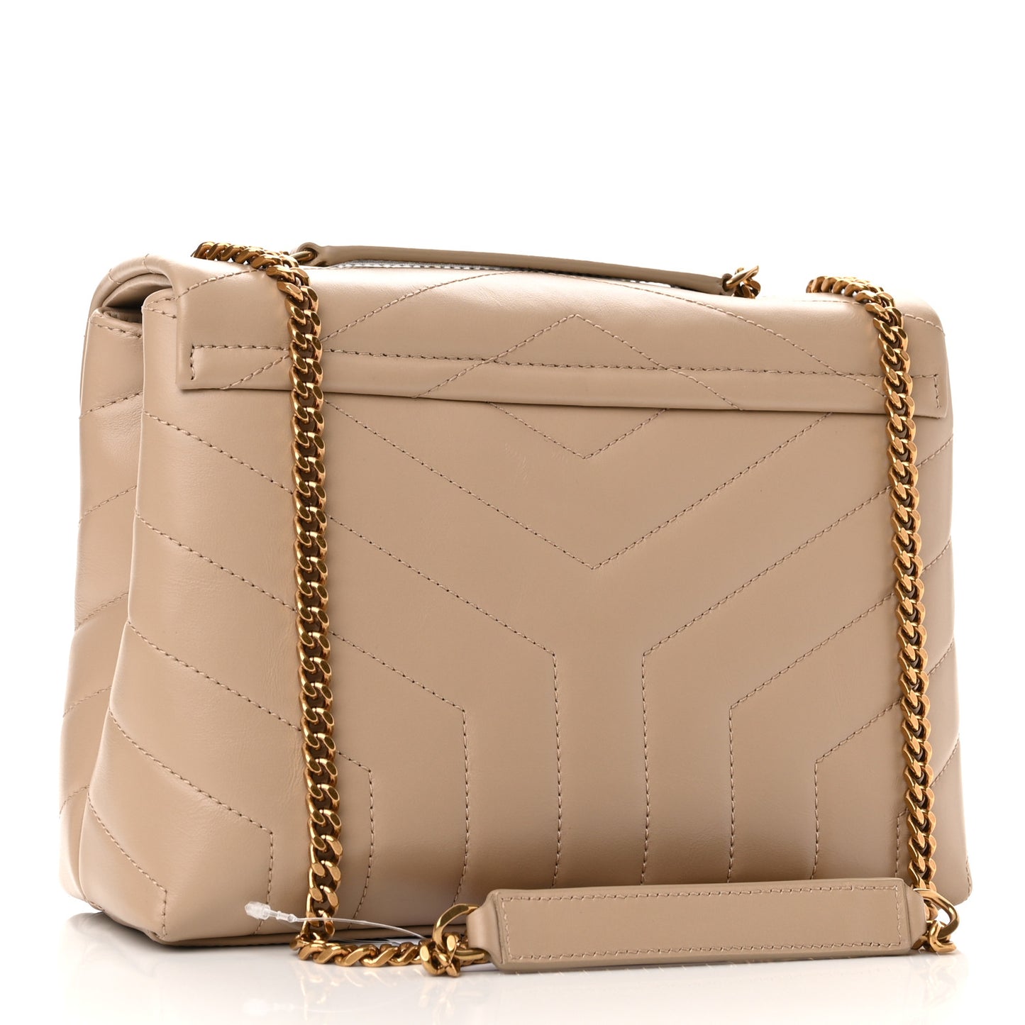 Calfskin Y Quilted Monogram Small Loulou Chain Satchel Dark Beige