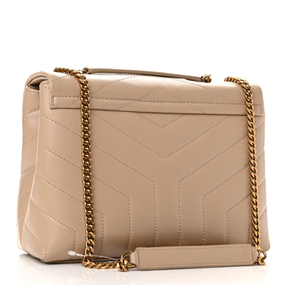 Saint Laurent Calfskin Y Quilted Monogram Small Loulou Chain Satchel Dark Beige 3 of 9