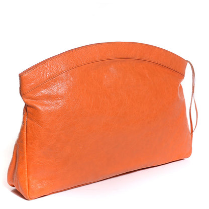 Balenciaga Agneau Large Premier Clutch Tangerine 3 of 10