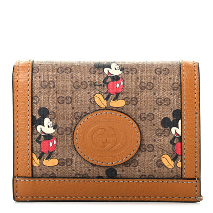 Gucci X DISNEY Mini Vintage GG Supreme Monogram Mickey Mouse Card Holder Wallet Beige Vintage Sun Oil 1 of 7