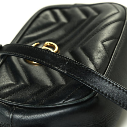 Gucci Calfskin Matelasse Mini GG Marmont Chain Shoulder Bag Black 7 of 8