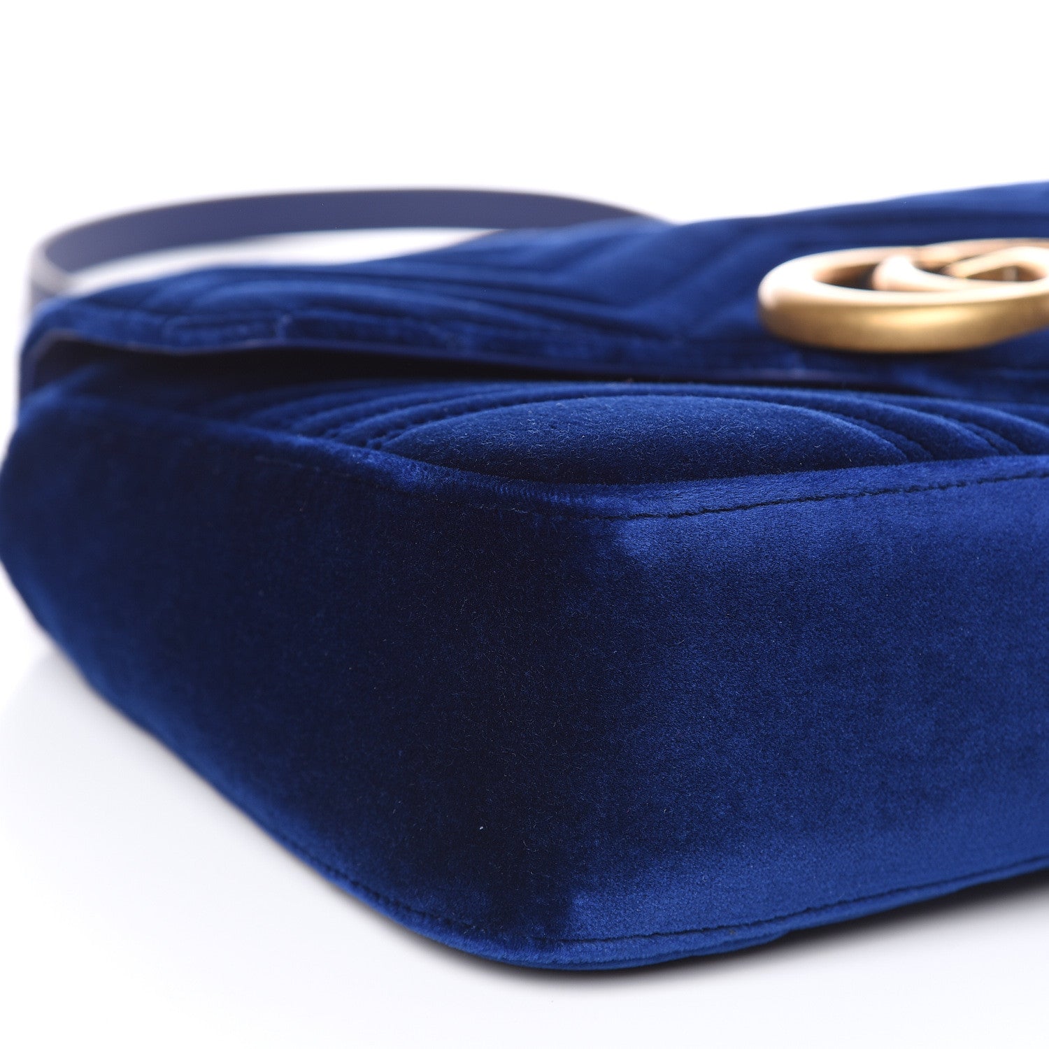 Gucci Velvet Matelasse Medium GG Marmont Shoulder Bag Cobalt Blue 8 of 10