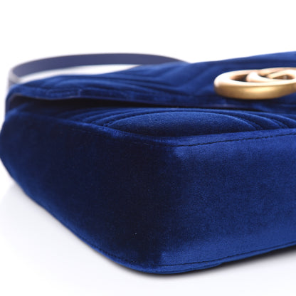 Gucci Velvet Matelasse Medium GG Marmont Shoulder Bag Cobalt Blue 8 of 10