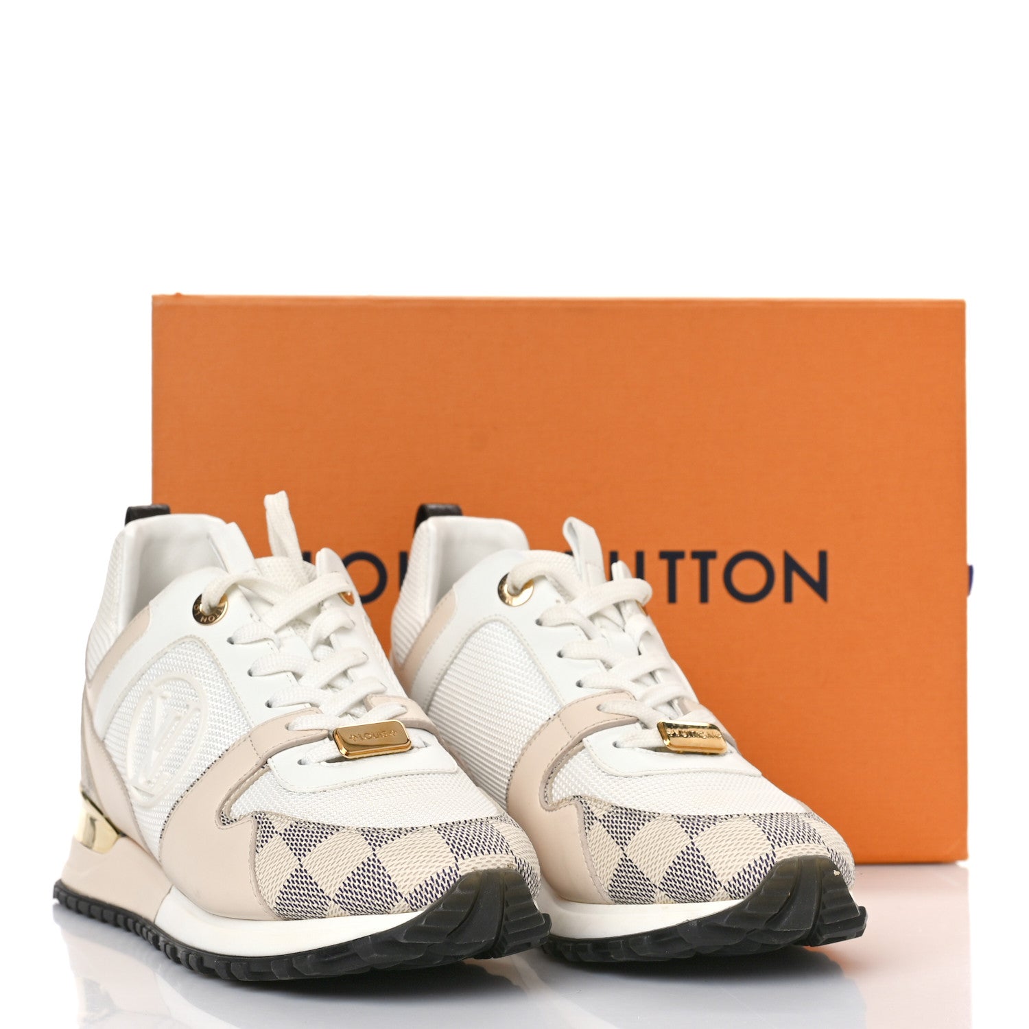 Louis Vuitton Calfskin Damier Azur Run Away Sneakers 37 White 9 of 9