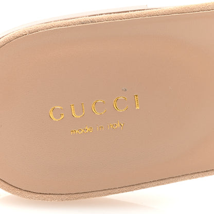 Gucci Kid Scamosciato Interlocking G Cut Out Slide Sandals 40 Pale Green 6 of 7
