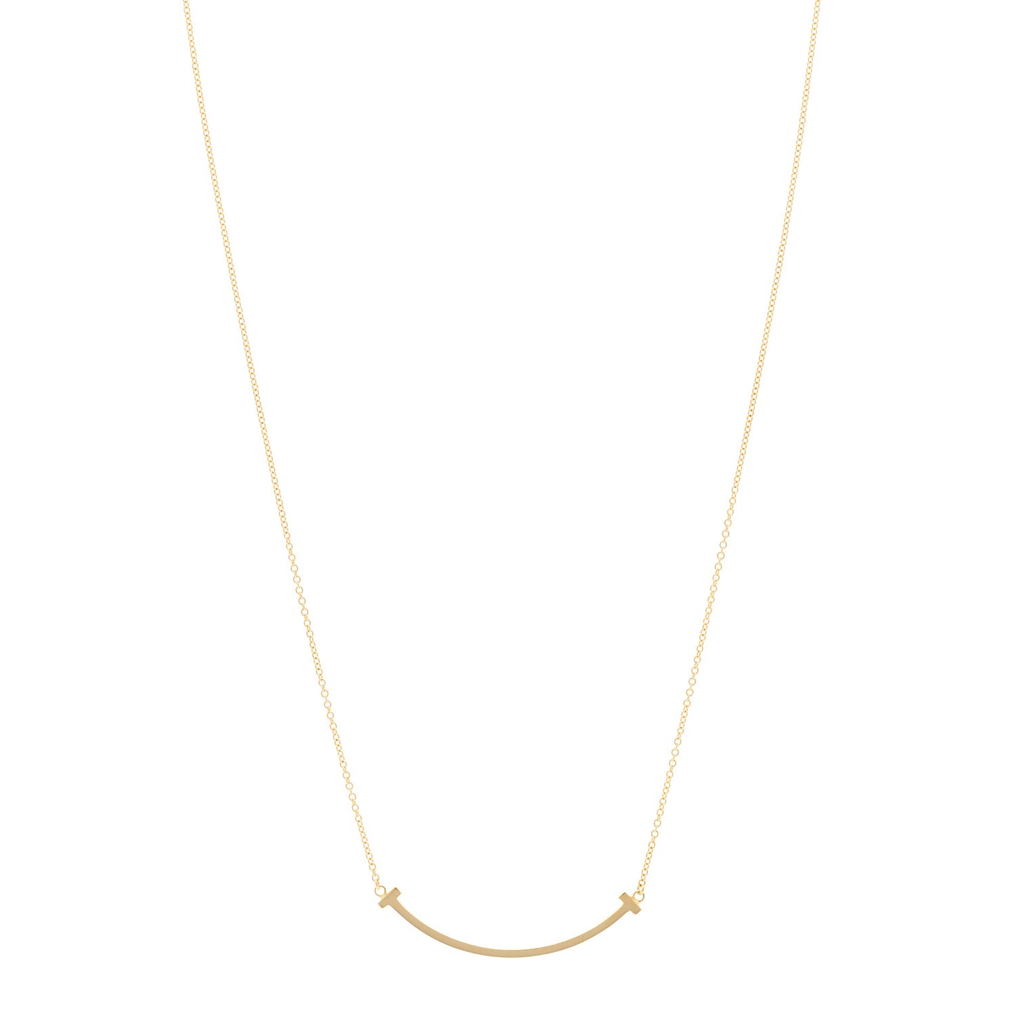 18K Yellow Gold Small T Smile Pendant Necklace