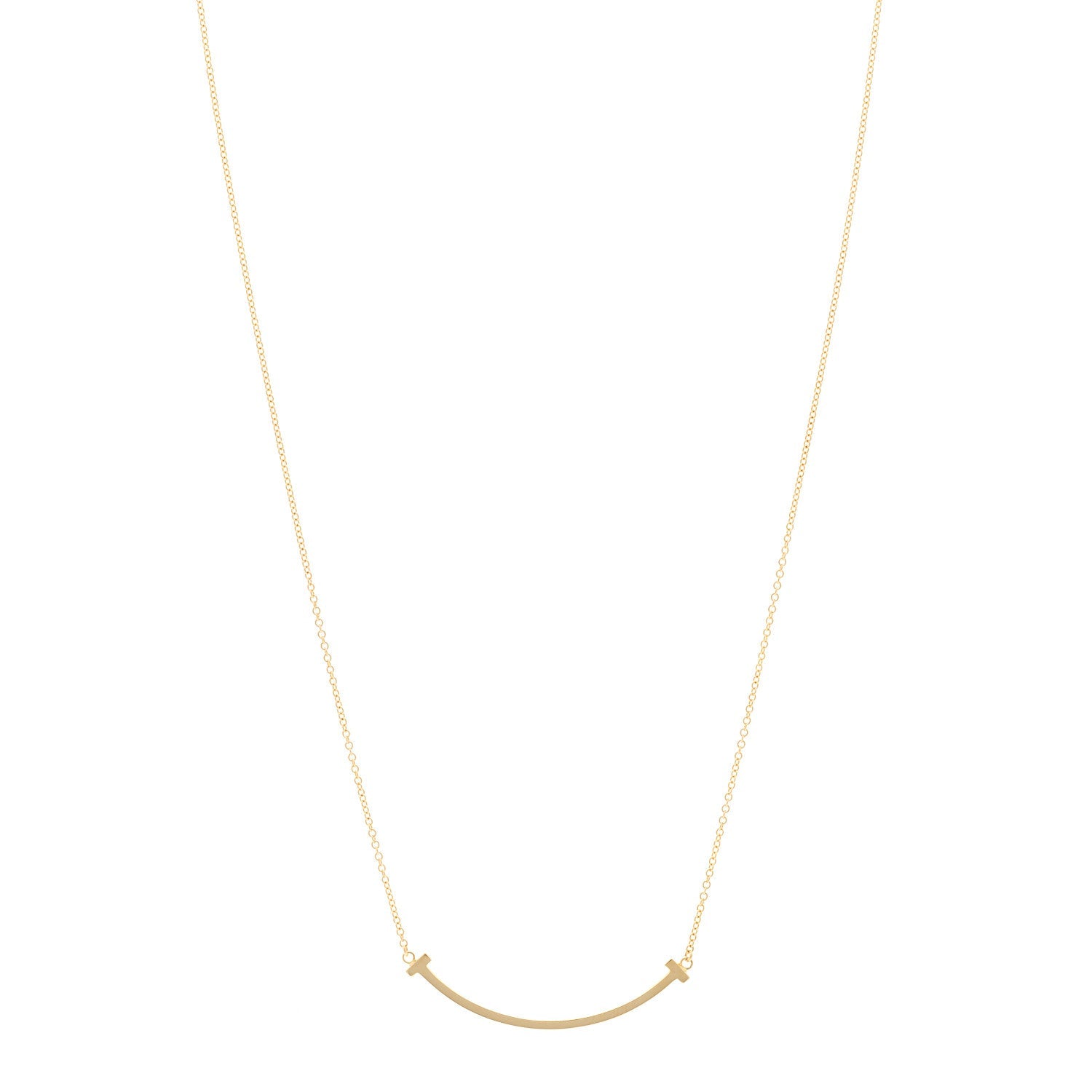 Tiffany 18K Yellow Gold Small T Smile Pendant Necklace 1 of 5