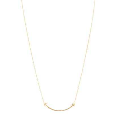 Tiffany 18K Yellow Gold Small T Smile Pendant Necklace 1 of 5
