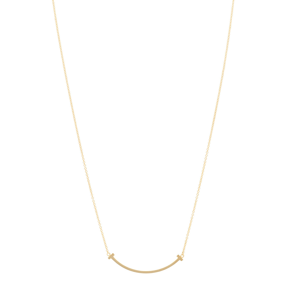 Tiffany 18K Yellow Gold Small T Smile Pendant Necklace 1 of 5