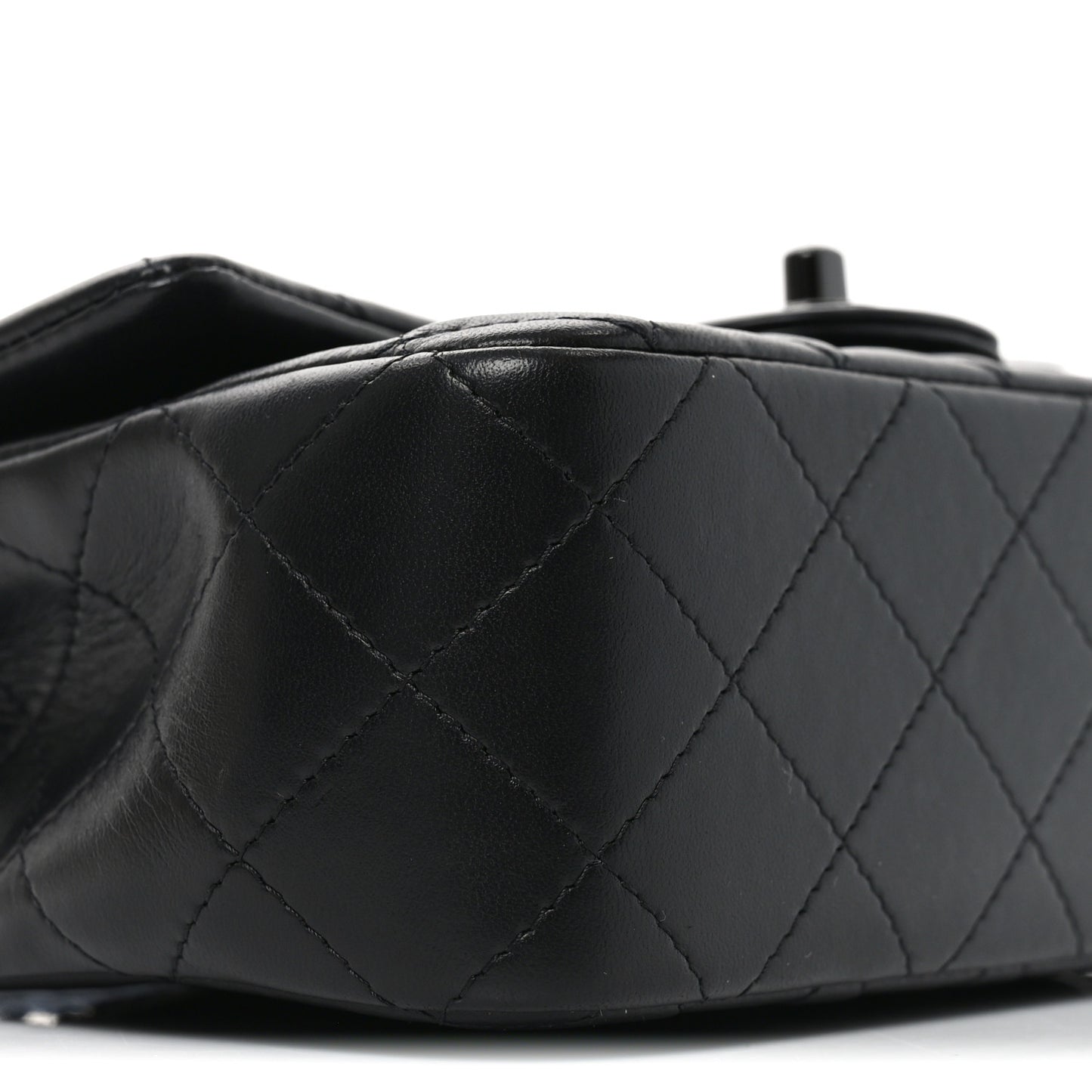 Lambskin Quilted Mini Top Handle Rectangular Flap So Black