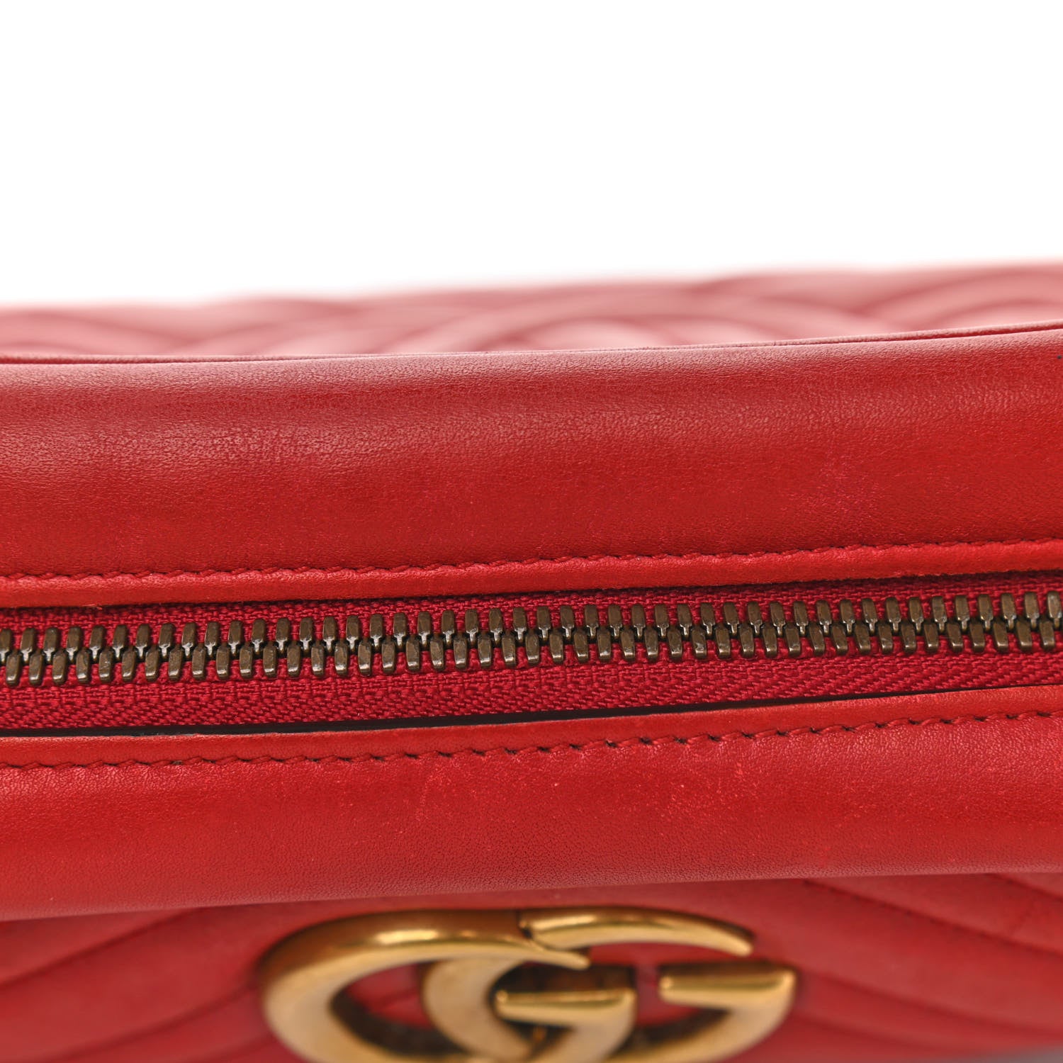 Gucci Calfskin Matelasse Small GG Marmont Chain Shoulder Bag Hibiscus Red 16 of 16