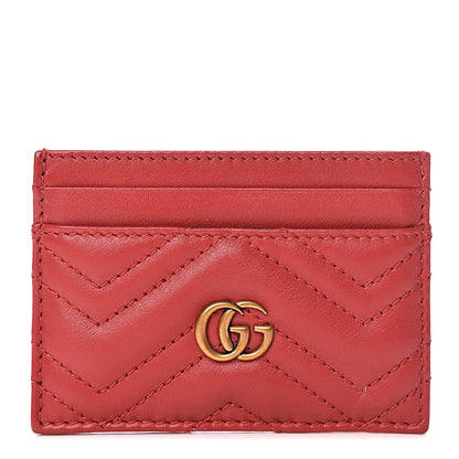 Gucci Calfskin Matelasse GG Marmont Card Holder Hibiscus Red 1 of 7