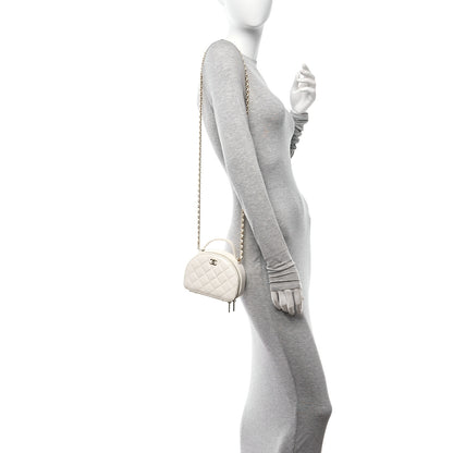 Chanel Lambskin Quilted Small Chic Riviera Top Handle Vanity Case White 2 of 15