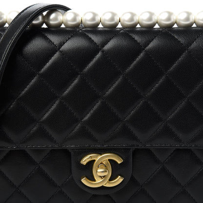 Chanel Lambskin Quilted Small Chic Pearls Flap Black 10 of 11