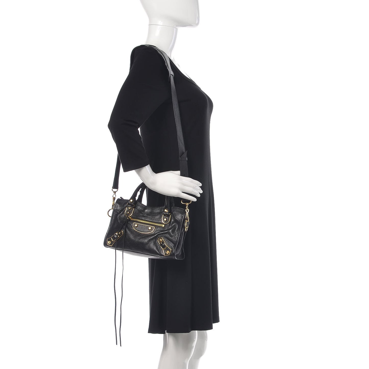 Chevre Gold Metallic Edge Hardware Mini City Black