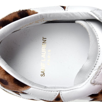 Saint Laurent Calfskin Pony Hair Star Court Sneakers 35 White 8 of 9