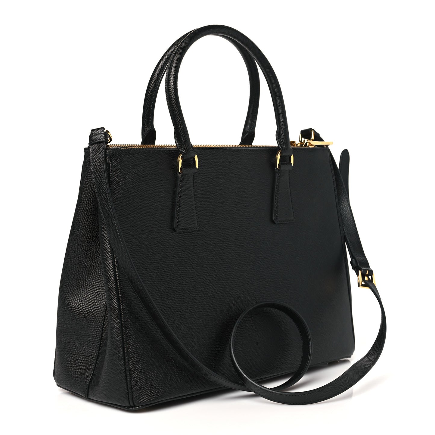 Saffiano Lux Large Galleria Double Zip Tote Black