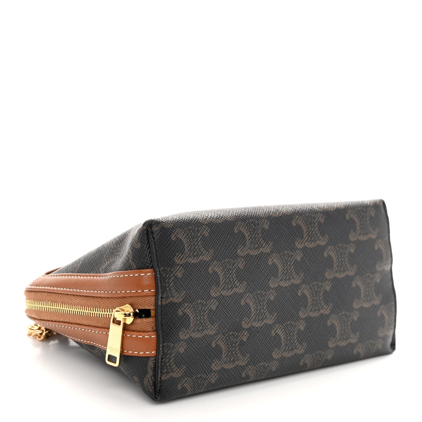 Triomphe Canvas Lambskin Clutch On Chain Tan