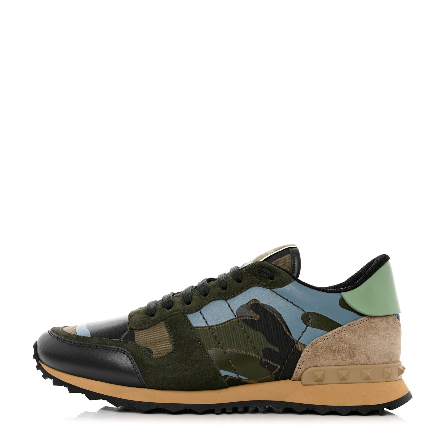 Nappa Suede Camouflage Womens Rockrunner Sneakers 41 Army Green Multicolor