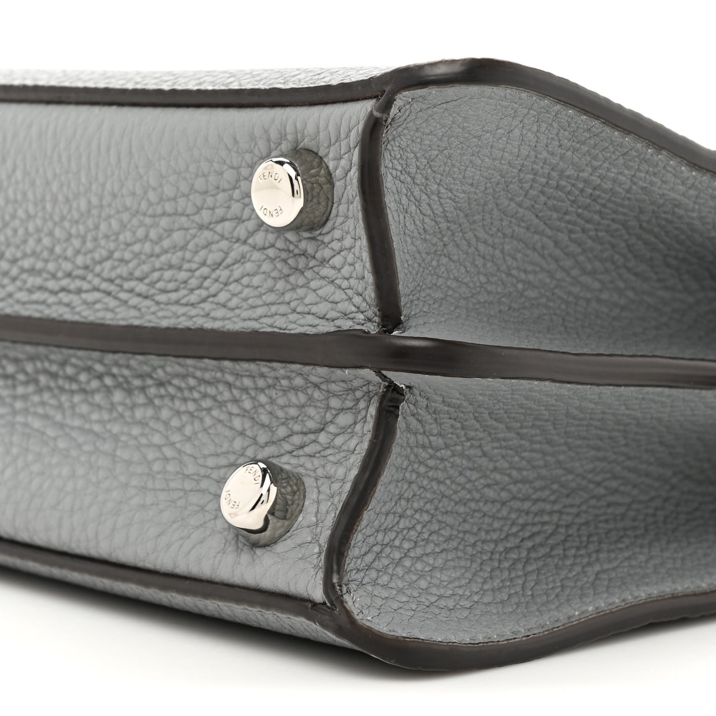 Cuoio Romano Vitello Cover Glazed Fabric Bi-Color FF 1974 Mini Peekaboo I SEE U Satchel Grigio Chiaro Ghiaia