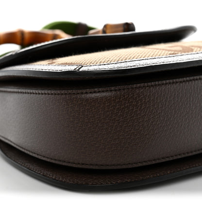 Gucci Monogram Jumbo GG Textured Dollar Calfskin Web Small Bamboo 1947 Top Handle Bag Camel Ebony New Acero 9 of 10