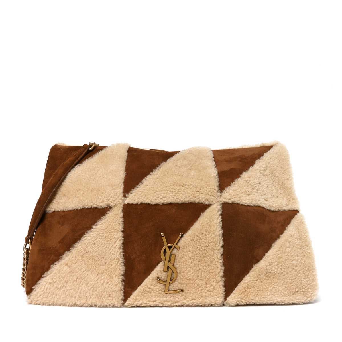 Suede Shearling Patchwork Monogram Giant Jamie Brown Beige