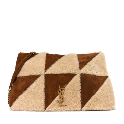 Saint Laurent Suede Shearling Patchwork Monogram Giant Jamie Brown Beige 1 of 10