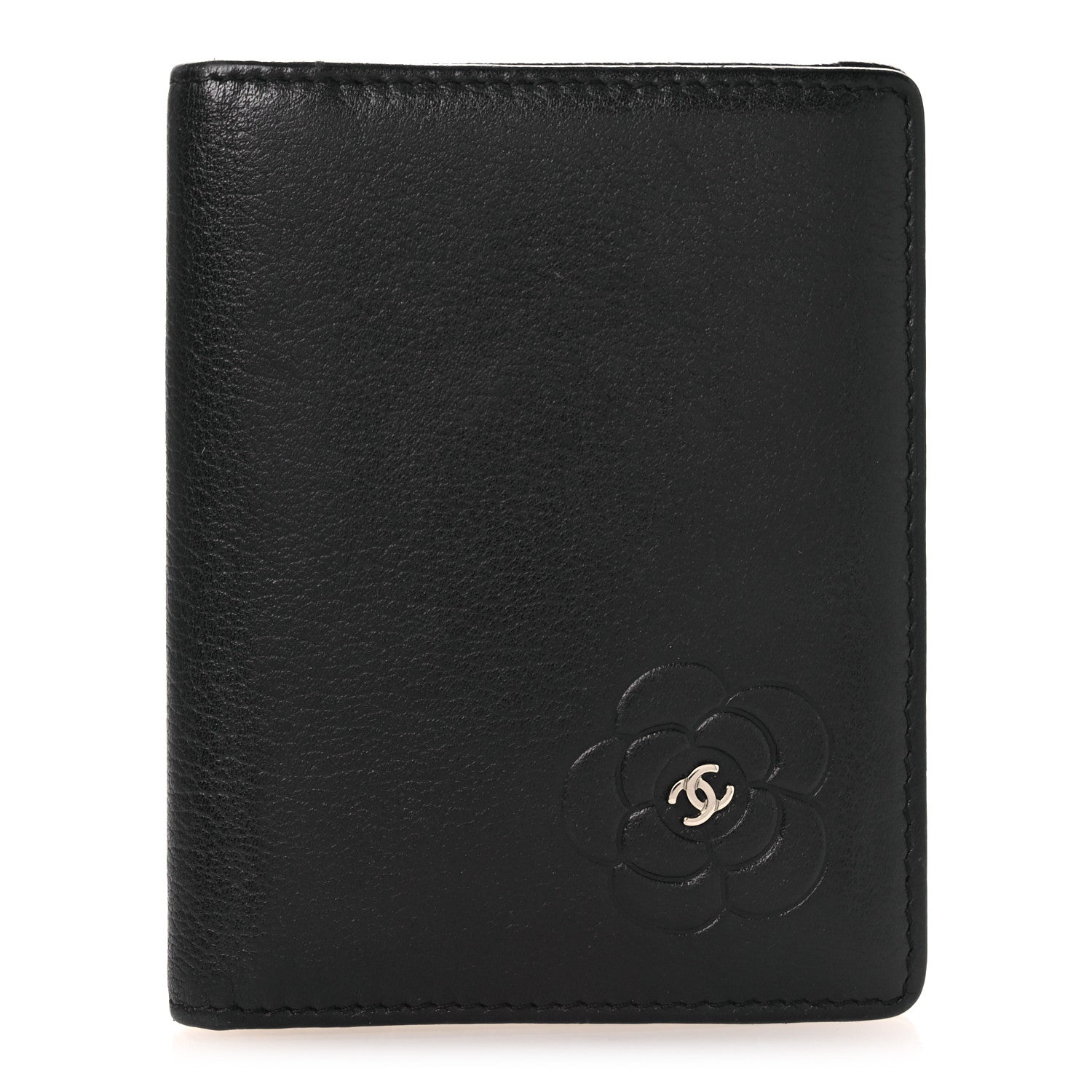 Chanel Goatskin Camellia Card Holder Wallet Black 1 of 8