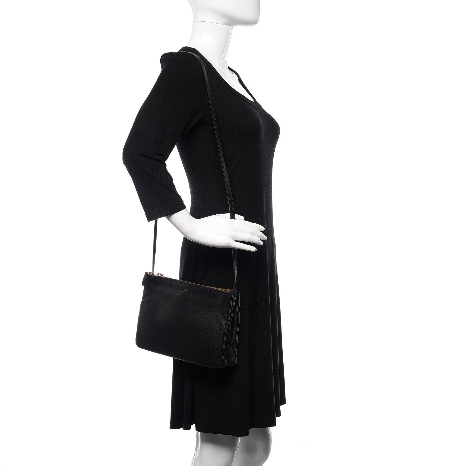 Celine Lambskin Large Trio Crossbody Bag Black 2 of 11