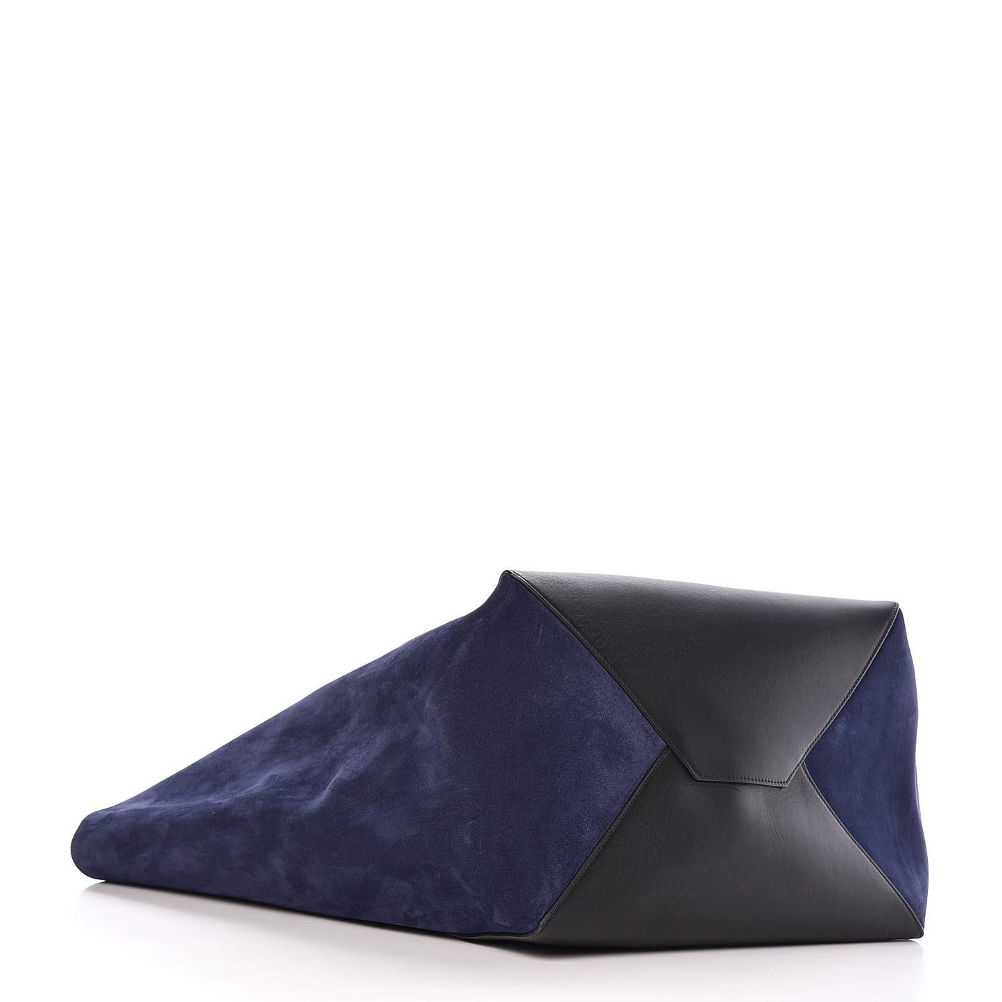 Smooth Calfskin Suede Large Phantom Luggage Bi-Cabas Black Navy