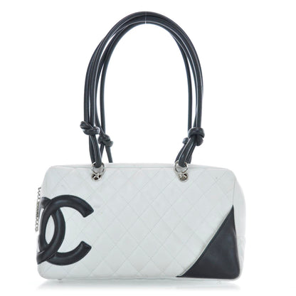 Chanel Calfskin Quilted Large Cambon Bowler White Black 1 of 10