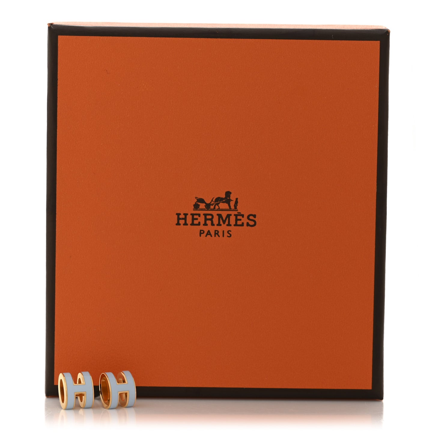 Gold Lacquered Mini Pop H Earrings Bleu Lin