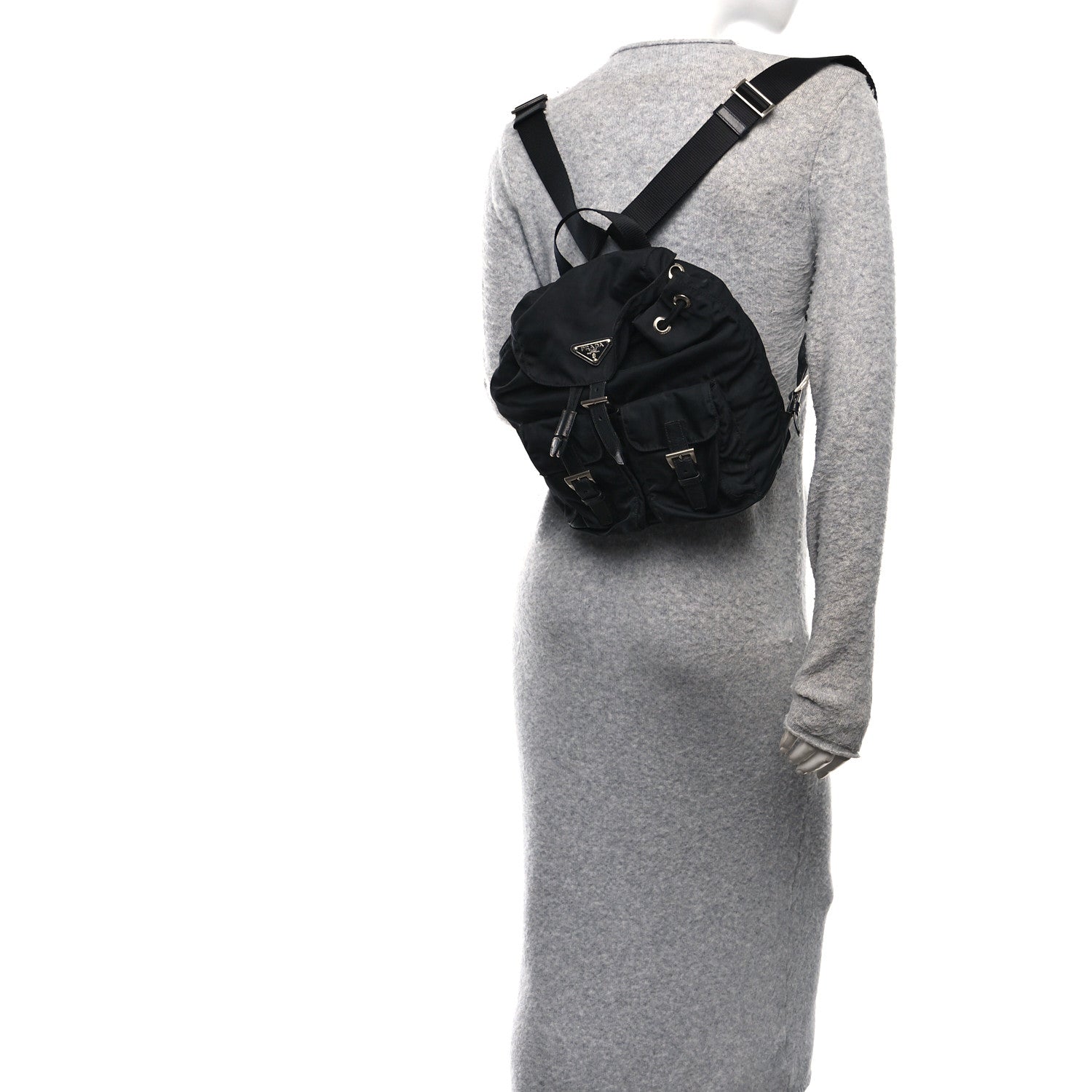 Prada Tessuto Nylon Saffiano Small Backpack Black 2 of 12