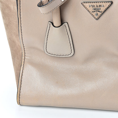 Prada Glace Calf Suede Twin Pocket Tote Pomice 18 of 21