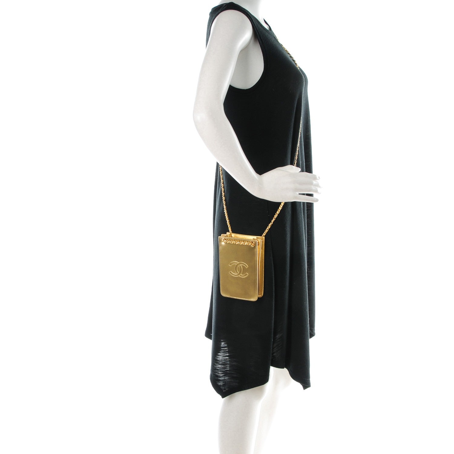 Chanel Patent Crossbody CC Phone Holder Gold 2 of 7