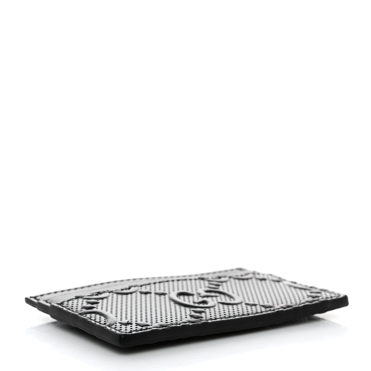 Calfskin GG Tennis Embossed Card Holder Black