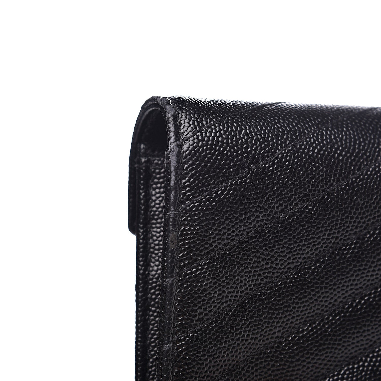 Saint Laurent Grain De Poudre Matelasse Chevron Monogram Flap Wallet Black 6 of 12