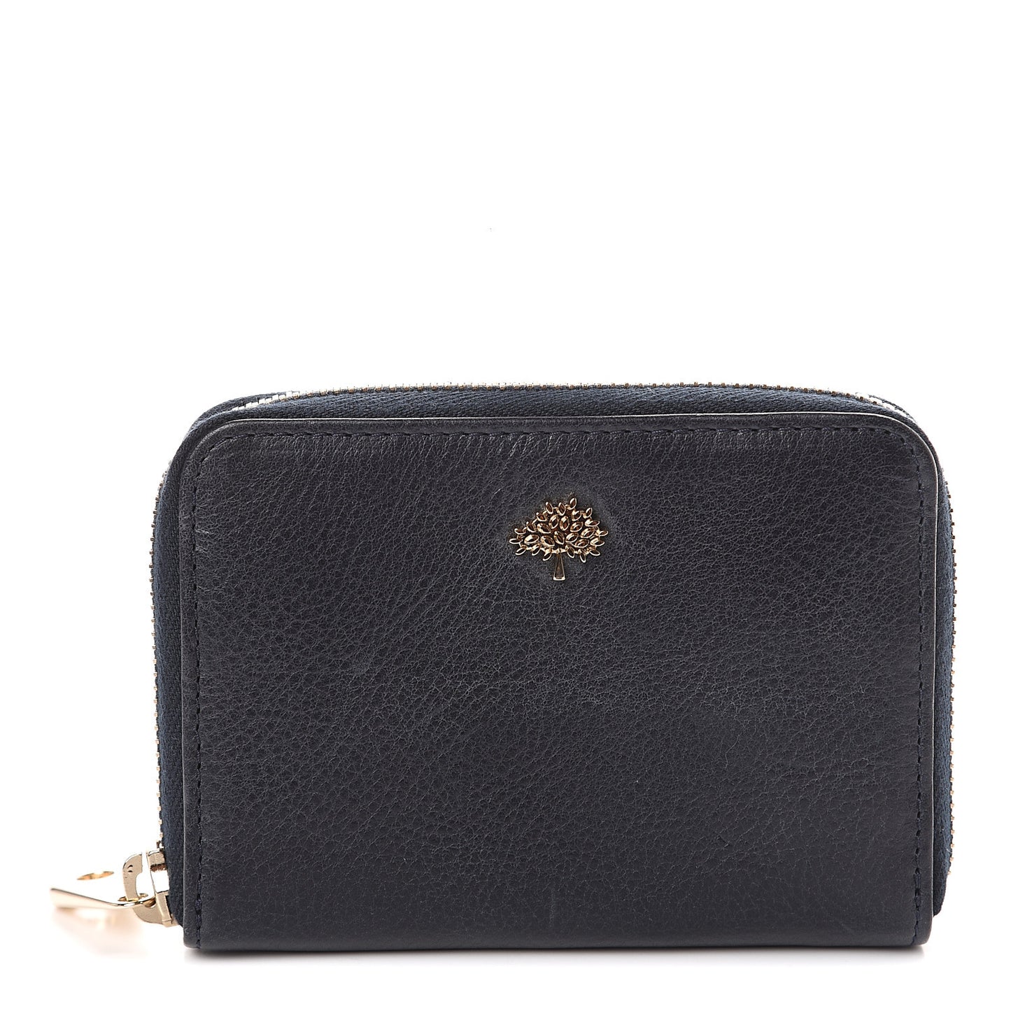 Small Classic Grain Compact Zip Wallet Midnight Blue
