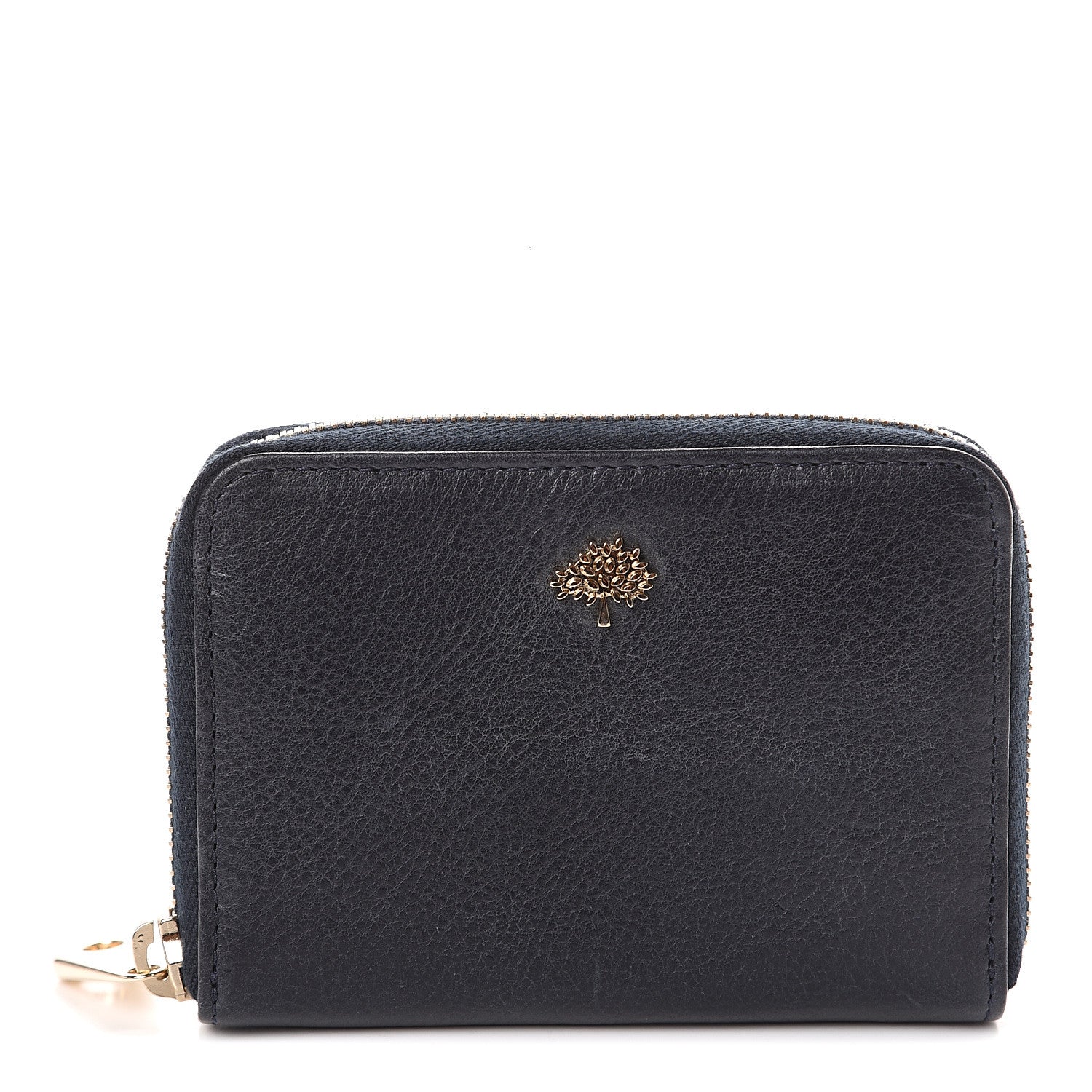 Mulberry Small Classic Grain Compact Zip Wallet Midnight Blue 1 of 5