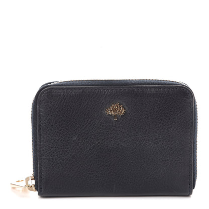 Mulberry Small Classic Grain Compact Zip Wallet Midnight Blue 1 of 5