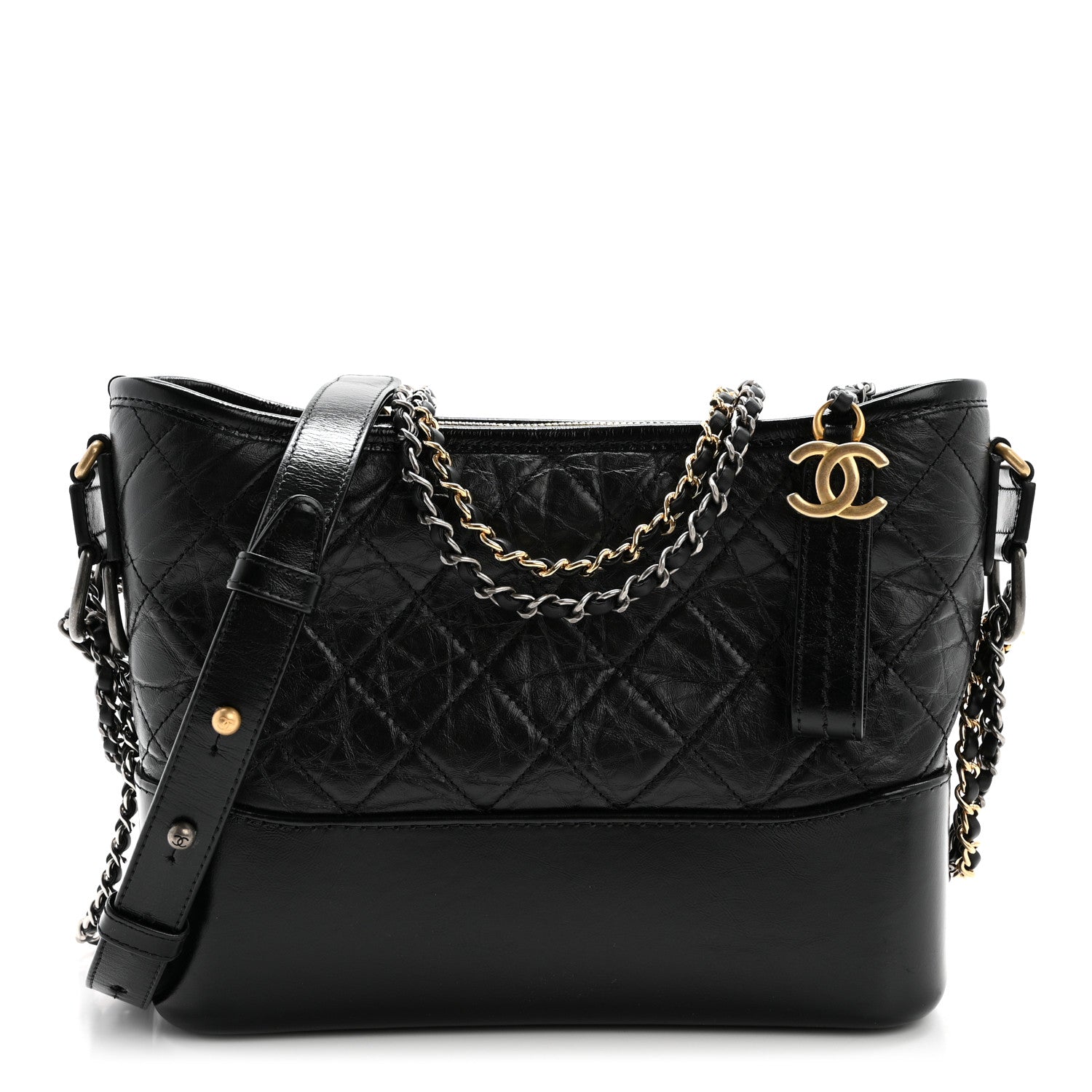 Chanel Aged Calfskin Quilted New Medium Gabrielle Hobo Black 1 of 11