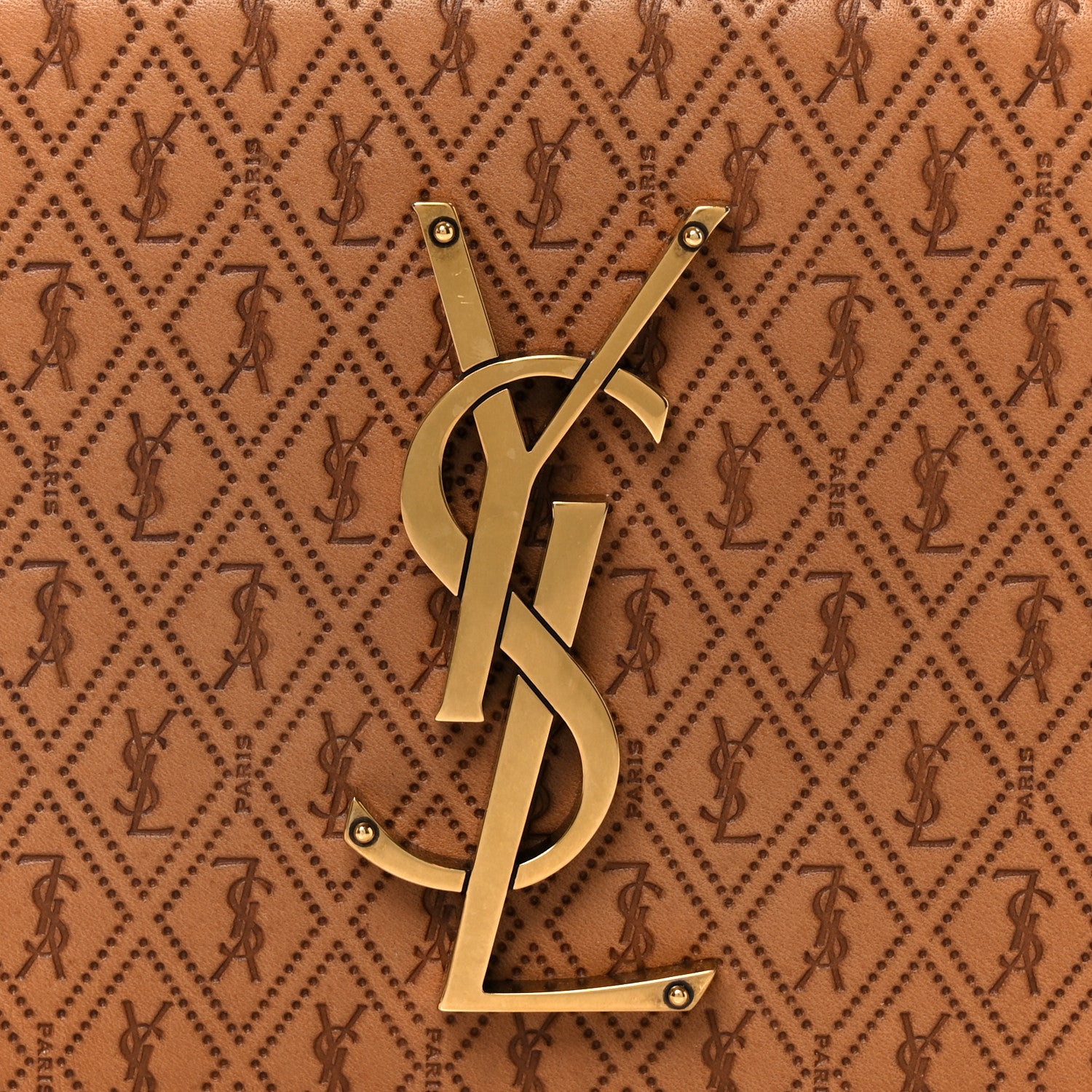 Saint Laurent Calfskin Monogram Take Away Box Dusty Vintage Brown Gold 8 of 11